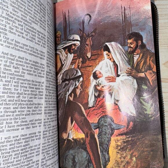 Nelson Study Black Bible w/Concordance Dictionary, Red Words Of Christ & Box VTG - Picture 9 of 10